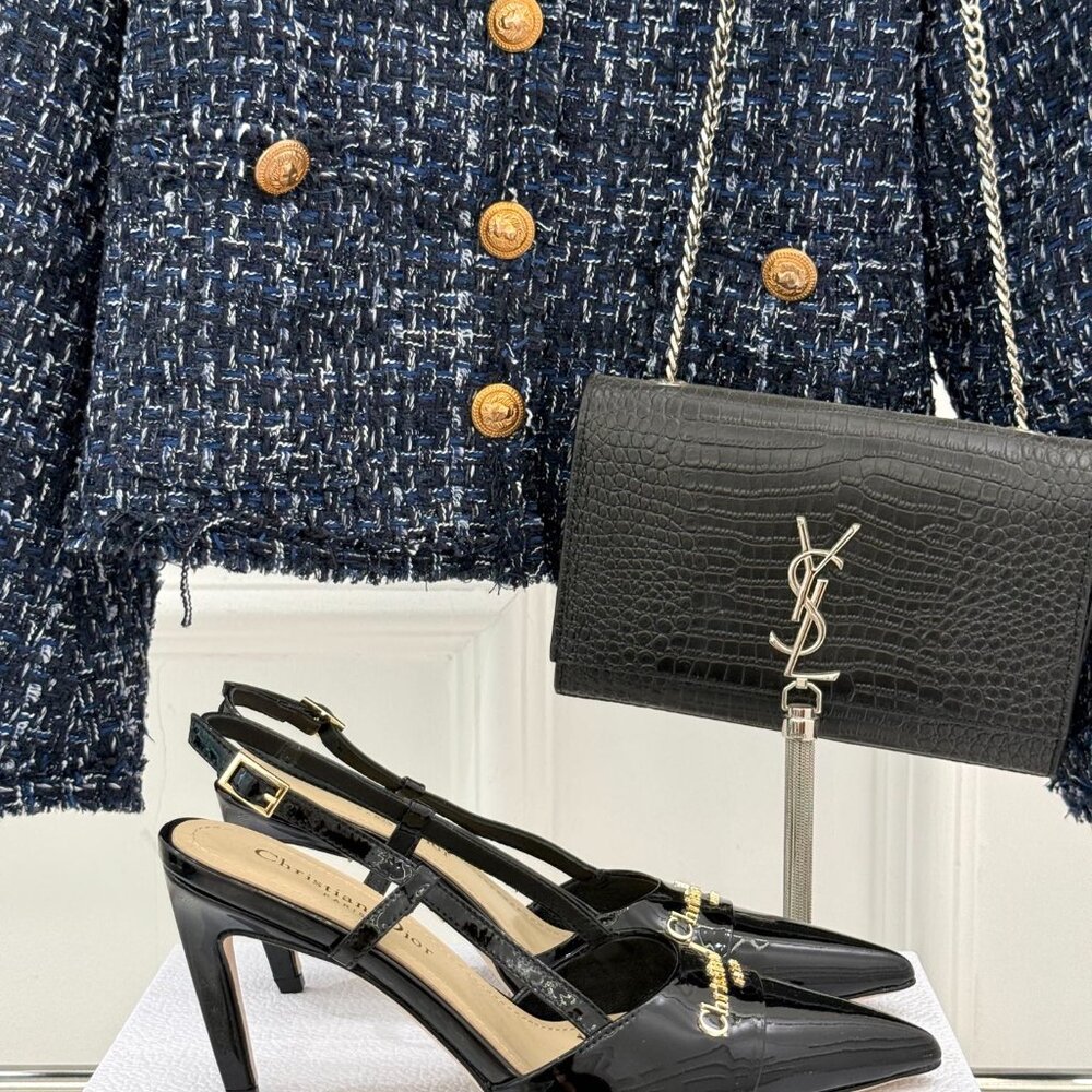 Premium Dior Black Ribbed Heels - Picture 5 of 8